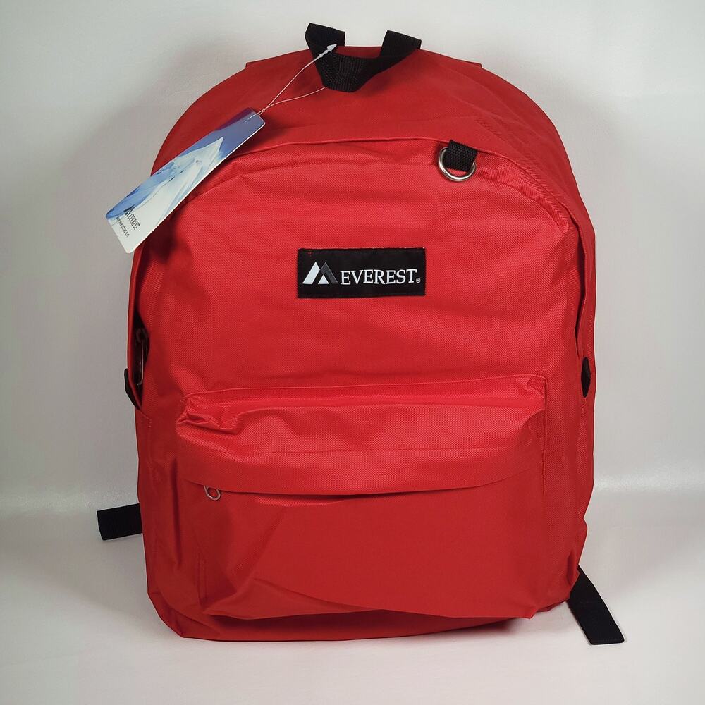 Everest Classic School Backpack 16.5" Solid‎ RED Color 2045CR/RD 1340 cu. in NWT
